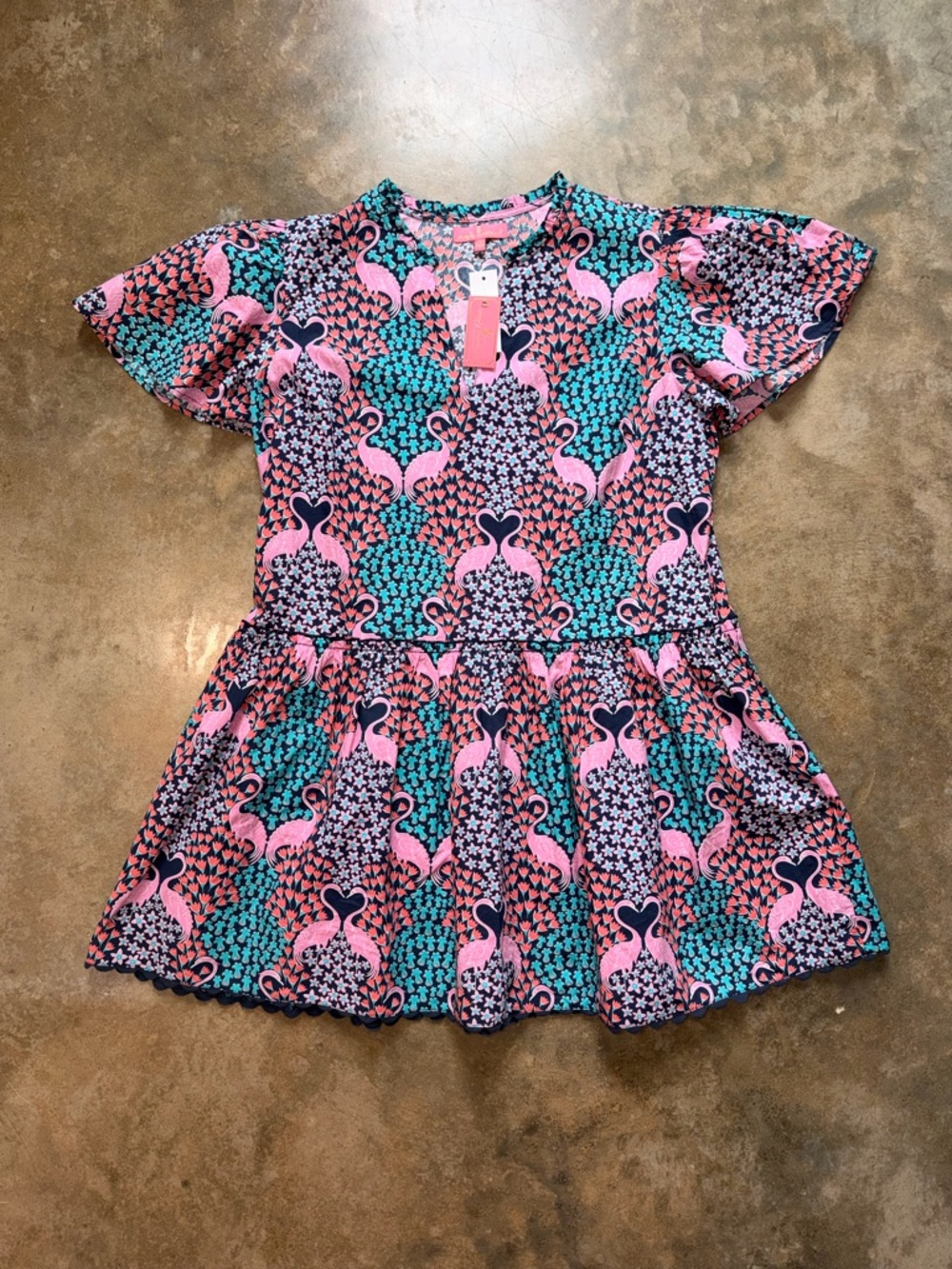 NWT - Simply Southern Pink & Navy Flamingo Print Mini Dress - Size M